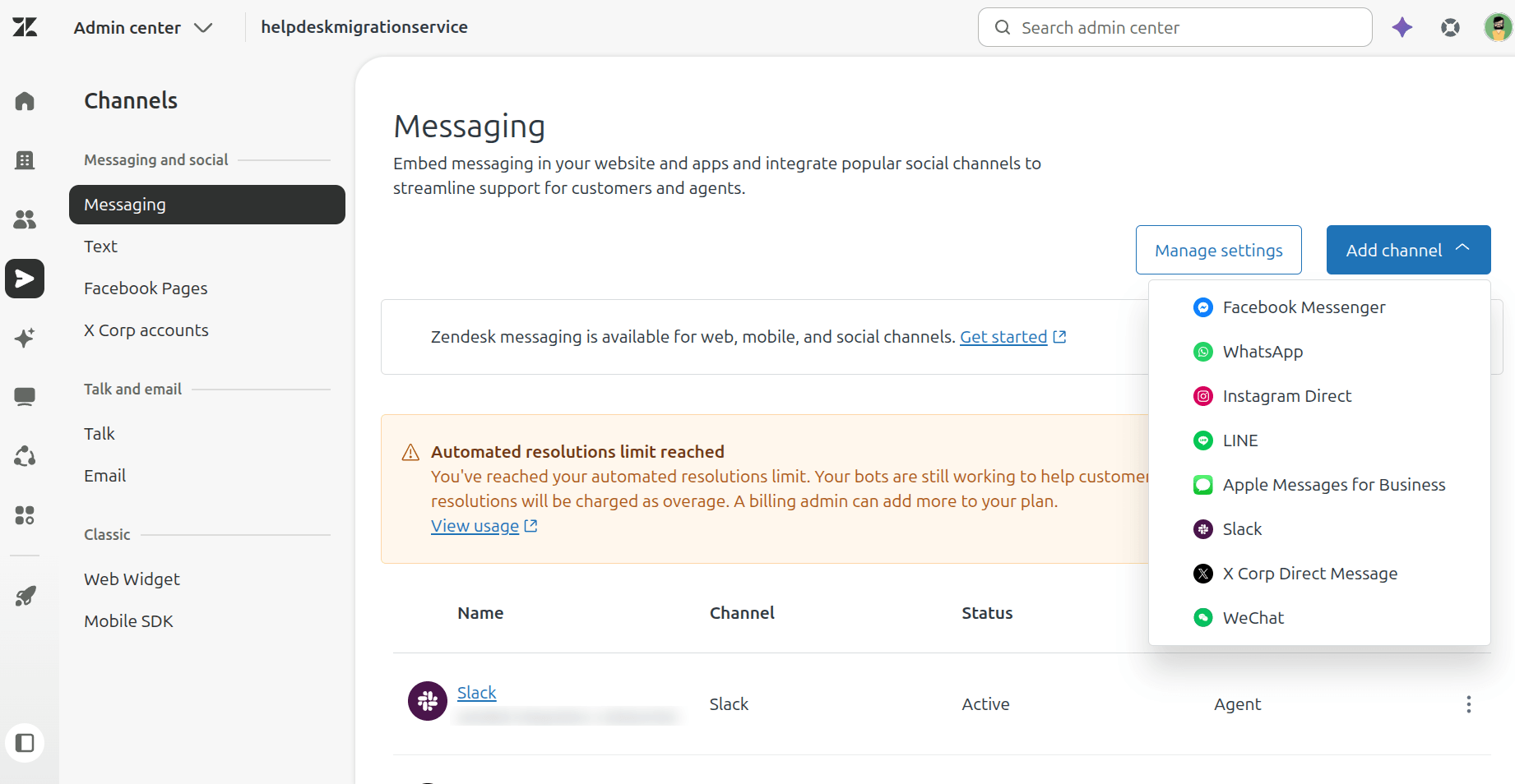 Zendesk Messaging Channels