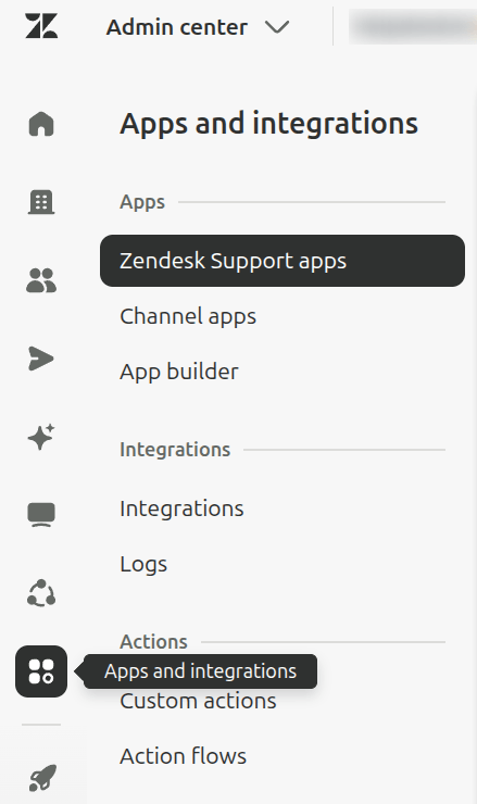 Menú de productos Zendesk : aplicaciones e integraciones
