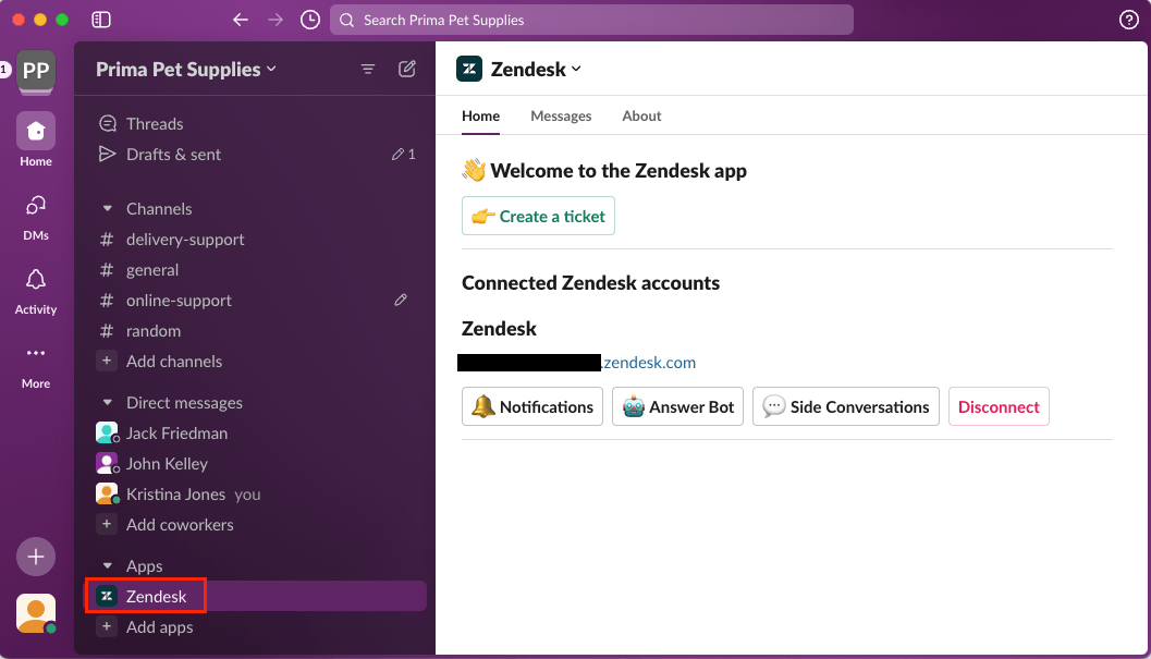 Zendesk - Slack Channel
