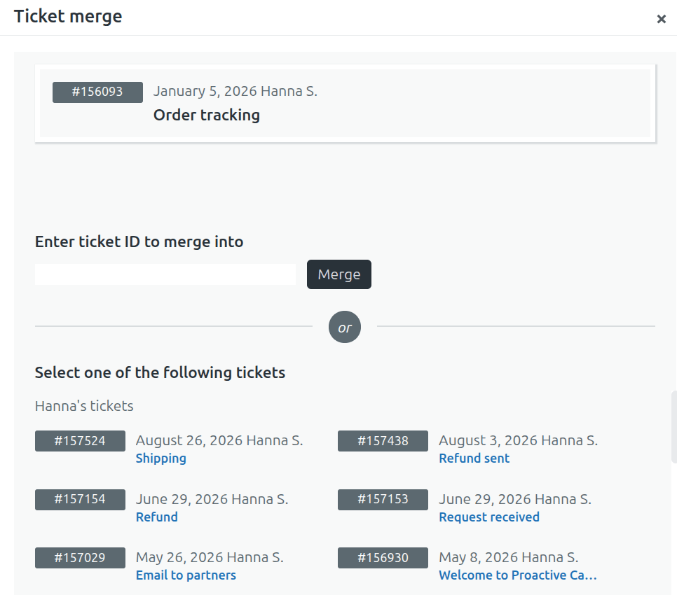 Zendesk - Fusão de Tickets