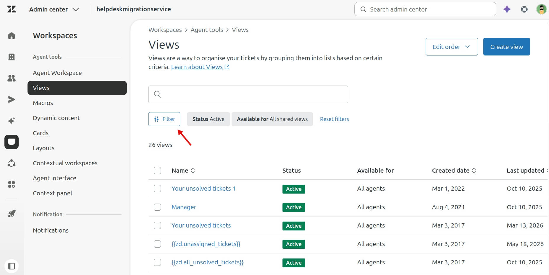 Zendesk – Ticketansichten