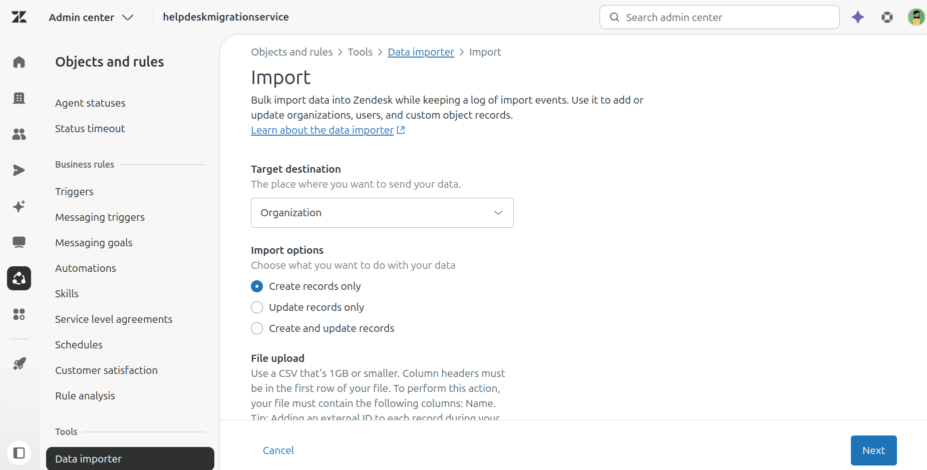 Zendesk - Outil d'importation de données