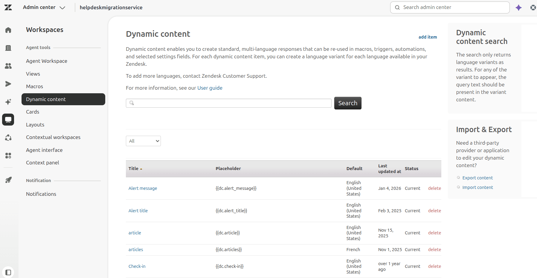 Zendesk - Contenu dynamique