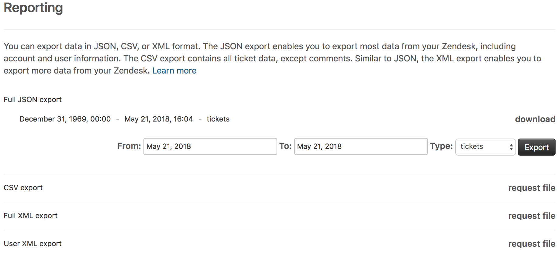 Zendesk - Export