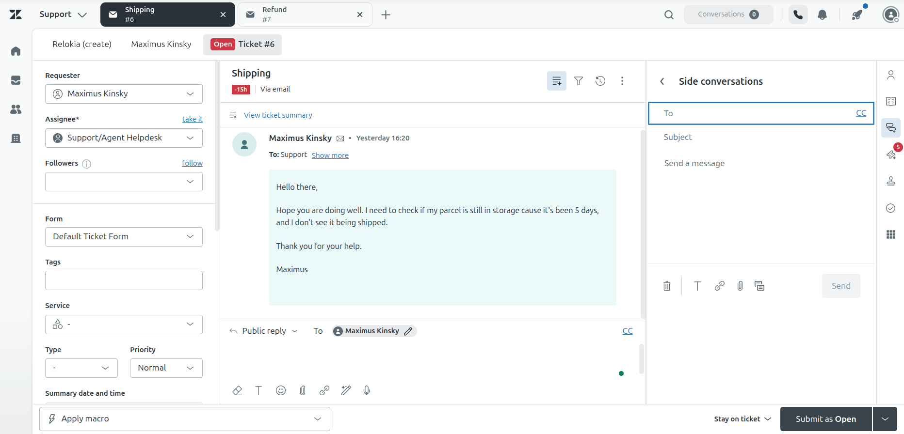 Zendesk Interface Zendesk Interface