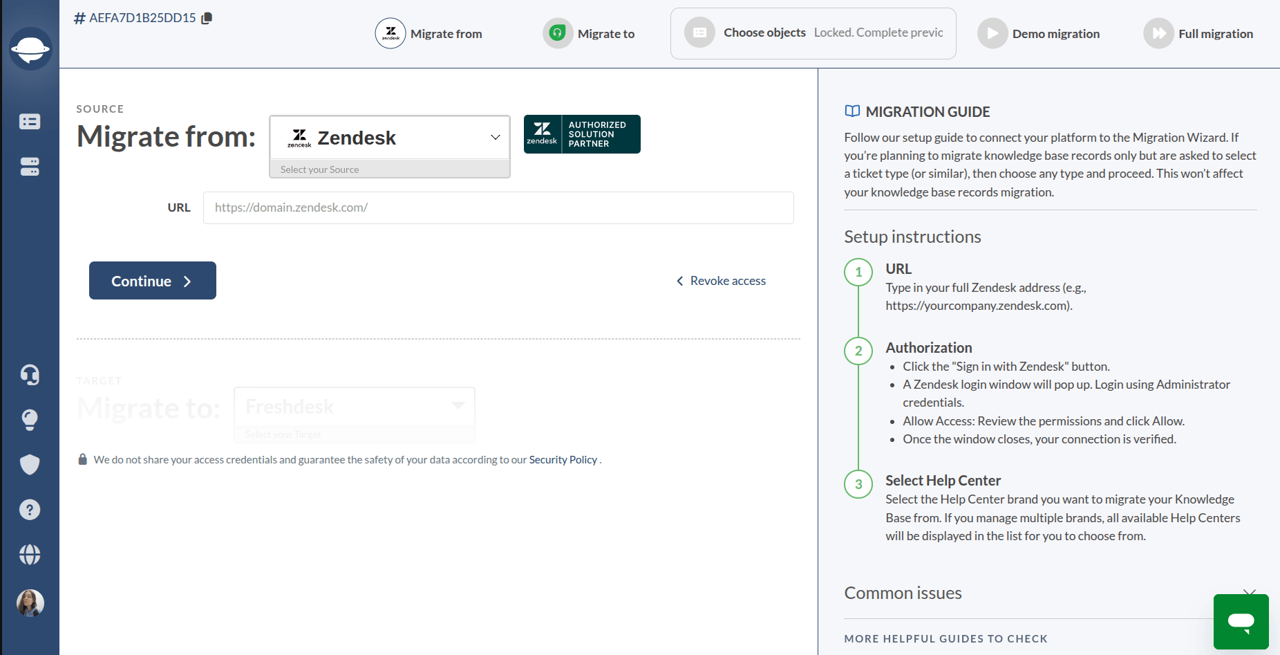 Zendesk comme source de migration