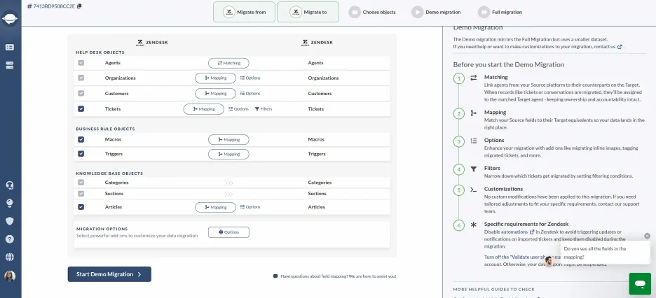 Migration Wizard - Selecting Macros for Mapping