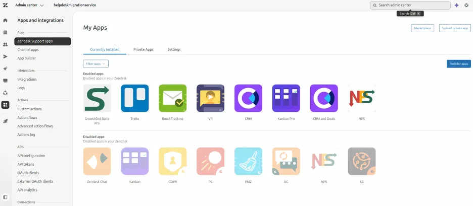 Applications et intégrations Zendesk 