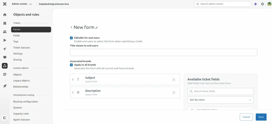Zendesk - Nouvelle forme