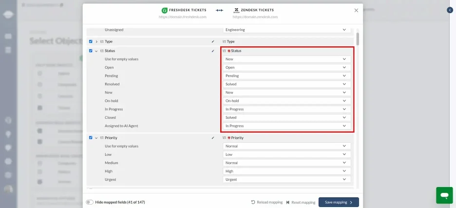 Mapeo de campos obligatorios Zendesk 